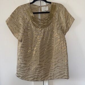 3.1 Phillip Lim Gold Zebra-Print Short Sleeve Blouse